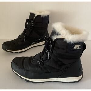 SOREL Out ’N About Puffy Mid Waterproof Snow Boots Women’s 9.5 Black Winter